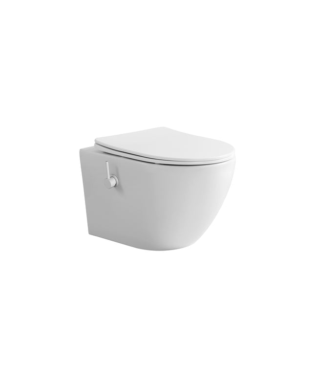 ALONI Hangtoilet met bidet - 360° Flush randloos - Mat wit - 52,5cm
