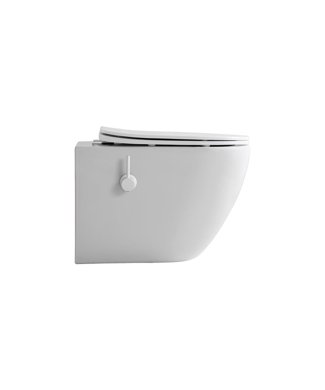 ALONI Hangtoilet met bidet - 360° Flush randloos - Mat wit - 52,5cm - afbeelding 2
