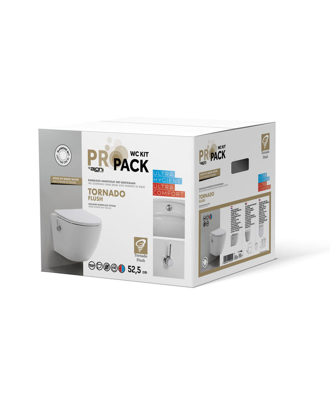 ALONI Hangtoilet met bidet Pro - 360° Flush randloos - Glanzend wit - afbeelding 6