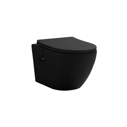 ALONI Hangtoilet met bidet - 360° Flush randloos - 52,5cm - Mat zwart