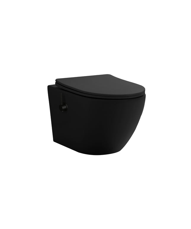 ALONI Hangtoilet met bidet - 360° Flush randloos - 52,5cm - Mat zwart