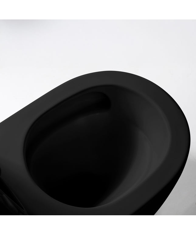 ALONI Hangtoilet met bidet - 360° Flush randloos - 52,5cm - Mat zwart - afbeelding 3