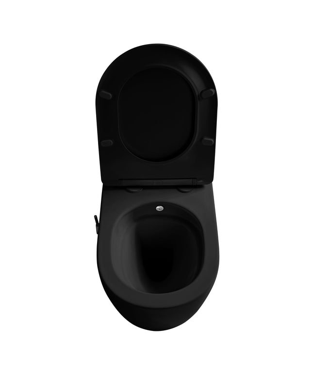 ALONI Hangtoilet met bidet - 360° Flush randloos - 52,5cm - Mat zwart - afbeelding 8