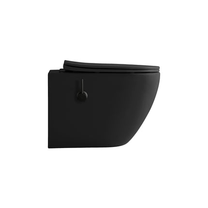 ALONI Hangtoilet met bidet - 360° Flush randloos - 52,5cm - Mat zwart - afbeelding 2