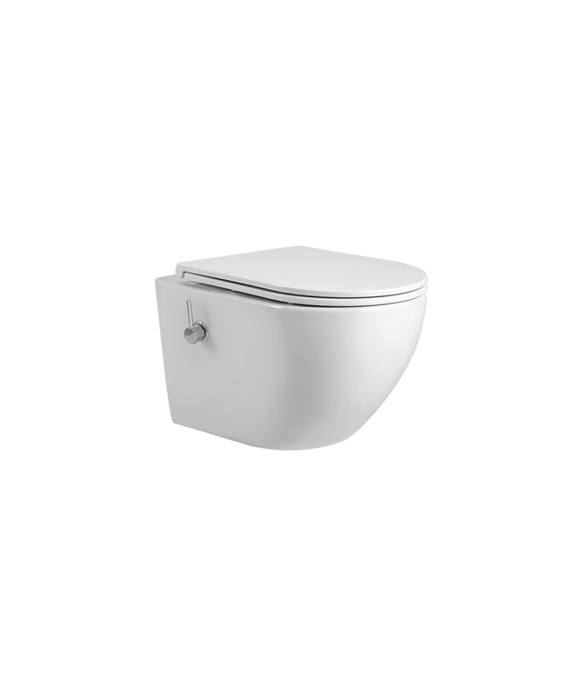 ALONI Hangtoilet met bidet Pro - Randloos met bidetkraan - Glanzend wit