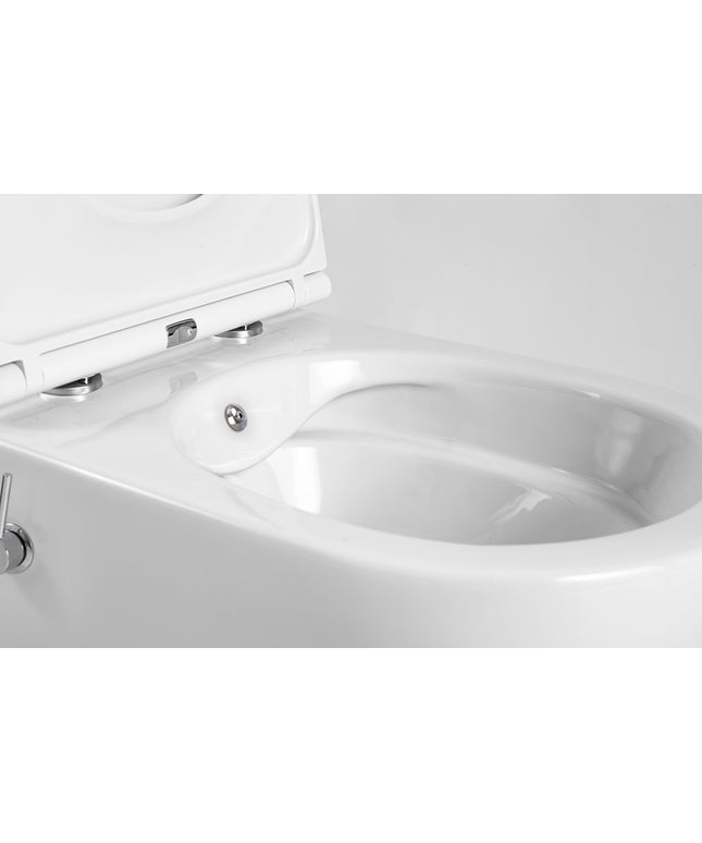 ALONI Hangtoilet met bidet Pro - Randloos met bidetkraan - Glanzend wit - afbeelding 3