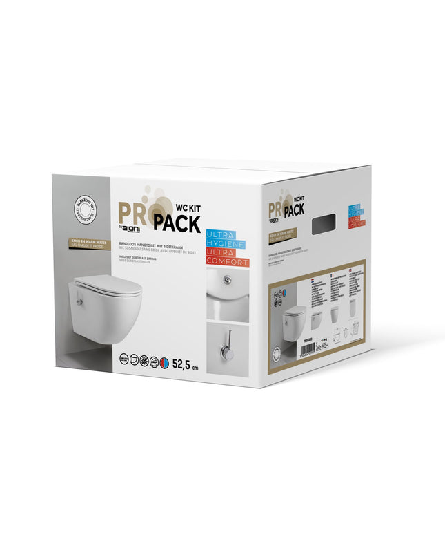 ALONI Hangtoilet met bidet Pro - Randloos met bidetkraan - Glanzend wit - afbeelding 5