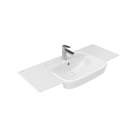 CREAVIT Saily wastafel - 100x45cm - 1 kraangat - Glanzend wit - afbeelding 2