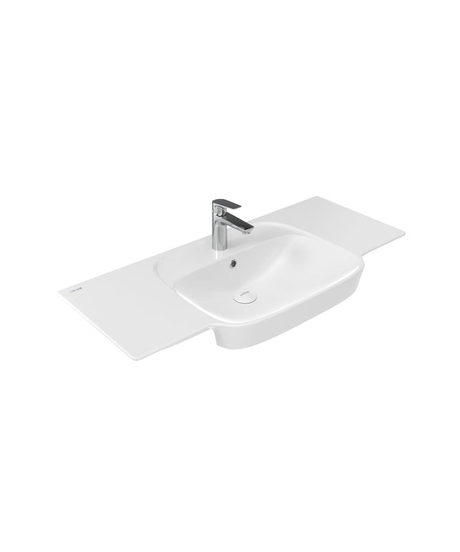 CREAVIT Saily wastafel - 100x45cm - 1 kraangat - Glanzend wit - afbeelding 2