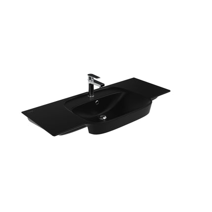 CREAVIT Saily wastafel - 100x45cm - 1 kraangat - Houtskool zwart - afbeelding 2