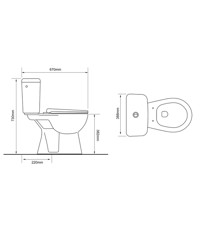 ALONI PRO duoblock floor-standing toilet – rimless – S-trap – floor outlet – reservoir – soft close seat – 4/6L – 39x73x67 cm – white