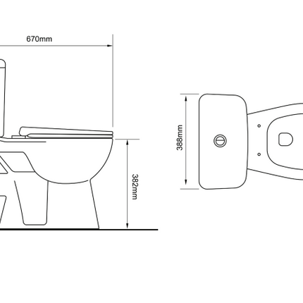 ALONI PRO duoblock floor-standing toilet - rimless - P-trap - wall outlet - reservoir - soft close seat - 4/6L - 39x73x67 cm - white