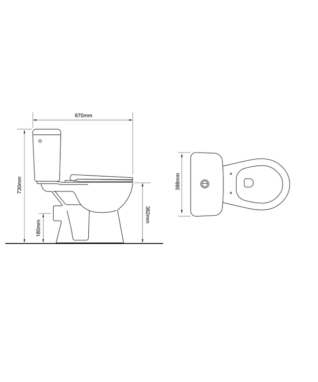ALONI PRO duoblock floor-standing toilet - rimless - P-trap - wall outlet - reservoir - soft close seat - 4/6L - 39x73x67 cm - white