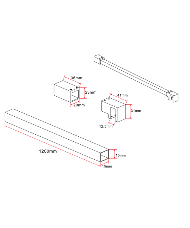 Barra estabilizadora ALONI – 120 cm – acortable – oro cepillado – para vidrio de 8-10 mm