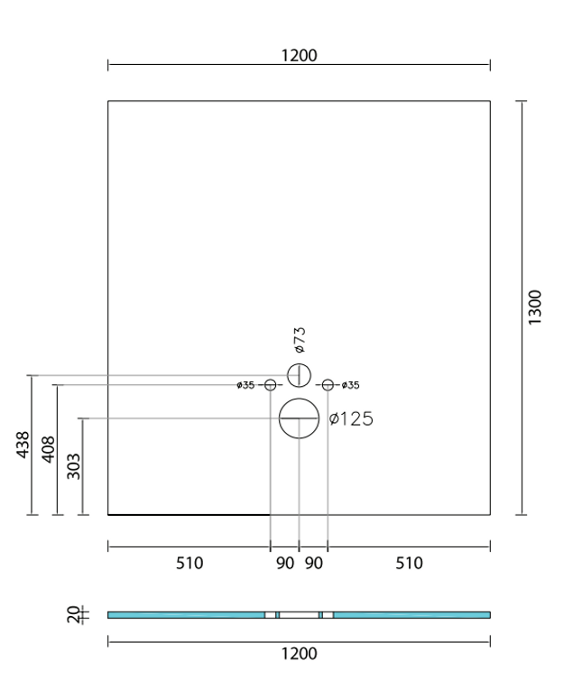 Panel de construcción y aislamiento para inodoro de pared – impermeable – XPS – 1200x1300x20 mm – gris