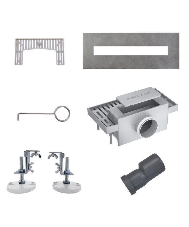 Ralo de chuveiro ALONI com flange de parede – 90 cm – aço inoxidável escovado – incluindo grelha e sifão