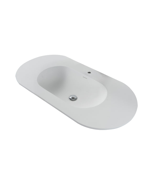 BEGONIA Wastafel - 1 wasbak met overloop - 120x52,5 cm - Mat wit