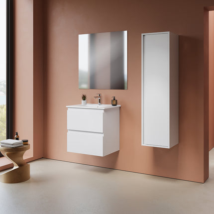ALONI Sally XL Wastafelonderkast - 2 lades softclose greeploos - 56x60cm - Mat wit - afbeelding 3