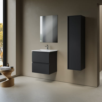 ALONI Sally XL Wastafelonderkast - 2 Softclose Lades - 560x600mm - Mat zwart - afbeelding 3