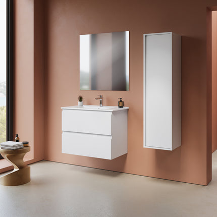 ALONI Sally XL Wastafelonderkast - 2 lades softclose greeploos - 76x60x45cm - Mat wit - afbeelding 3