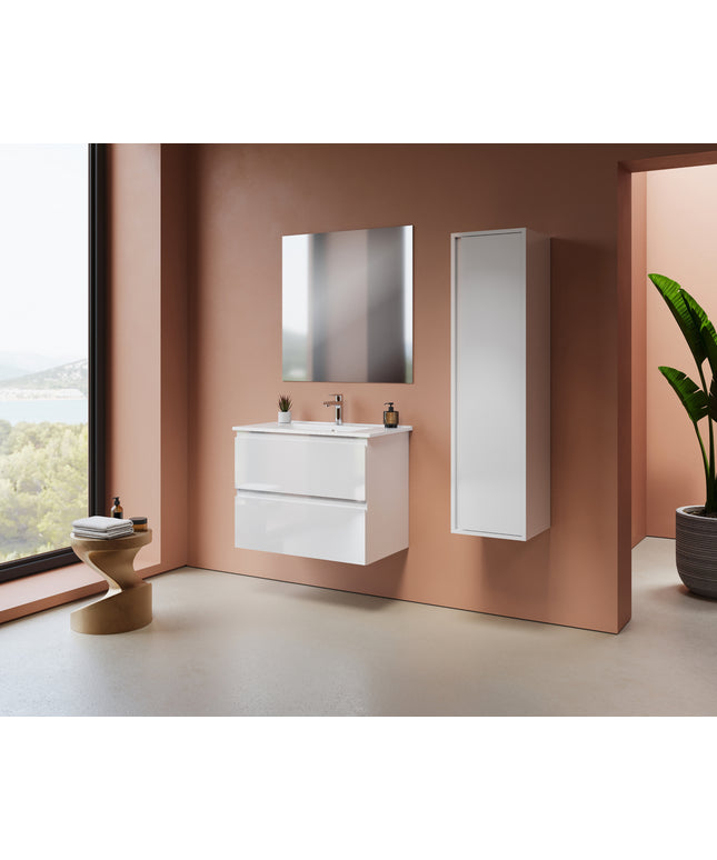 ALONI Sally XL Wastafelonderkast - 2 lades softclose greeploos - 76x60x45cm - Glanzend wit - afbeelding 3