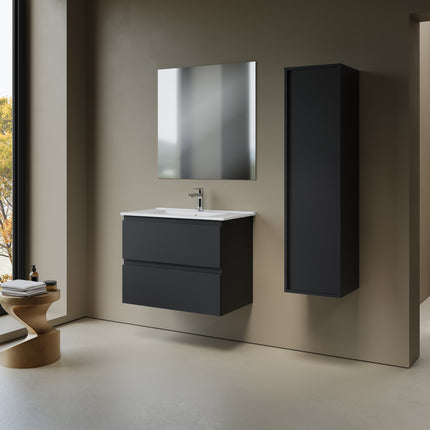 ALONI Sally XL Wastafelonderkast - 2 Softclose lades - 760x600mm - Mat zwart - afbeelding 3