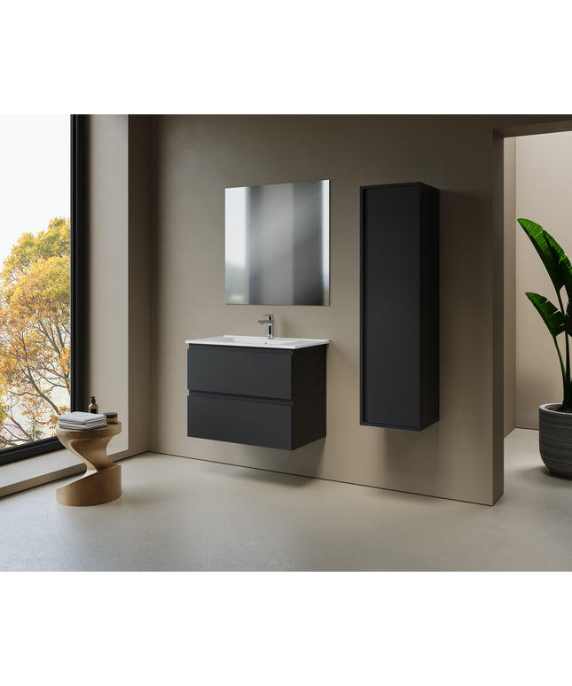 ALONI Sally XL Wastafelonderkast - 2 Softclose lades - 760x600mm - Mat zwart - afbeelding 3