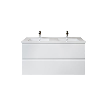 ALONI Sally XL Wastafelonderkast - 2 lades softclose greeploos - 118x60x45cm - Mat wit - afbeelding 2