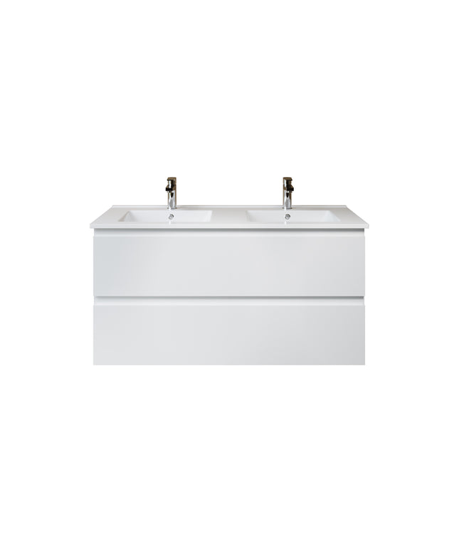 ALONI Sally XL Wastafelonderkast - 2 lades softclose greeploos - 118x60x45cm - Mat wit - afbeelding 2