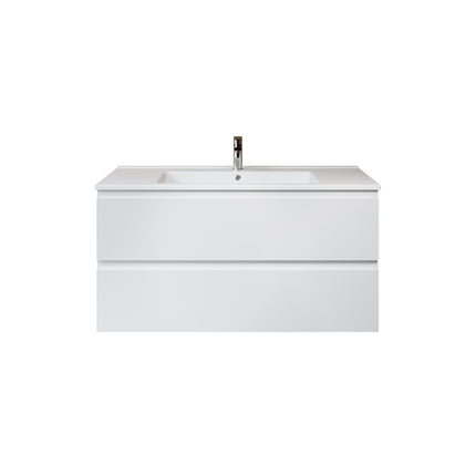 ALONI Sally XL Wastafelonderkast - 2 Lades Softclose Greeploos - 118x60cm - Glanzend wit - afbeelding 2