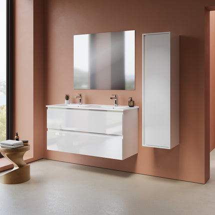 ALONI Sally XL Wastafelonderkast - 2 Lades Softclose Greeploos - 118x60cm - Glanzend wit - afbeelding 3