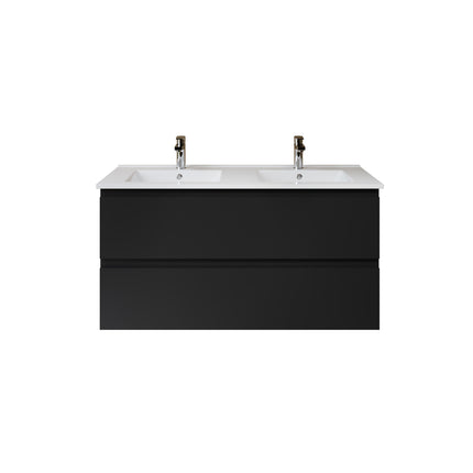 ALONI Sally XL Wastafelonderkast - 2 softclose lades greeploos - 1180x600mm - Mat zwart - afbeelding 2