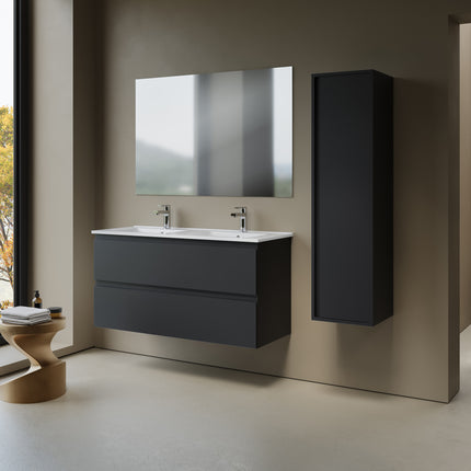 ALONI Sally XL Wastafelonderkast - 2 softclose lades greeploos - 1180x600mm - Mat zwart - afbeelding 3