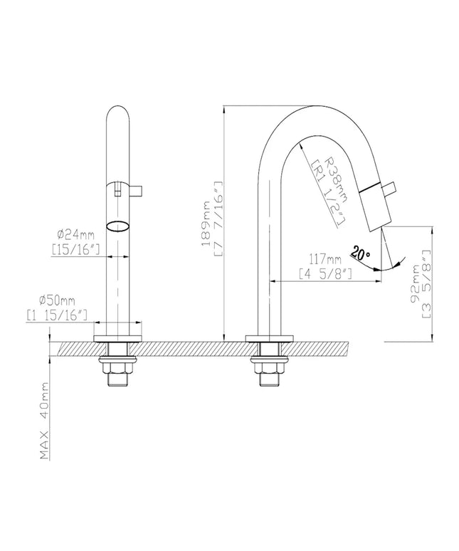 DutchLine - Round Fonteinkraan 189mm – Mat zwart