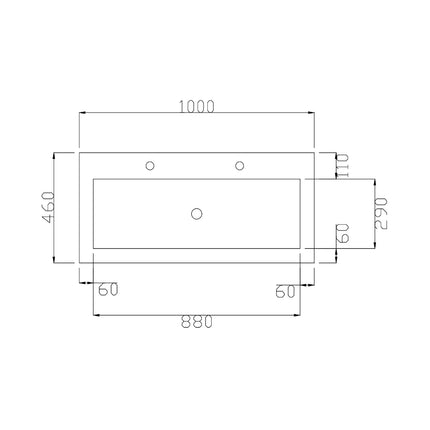 DutchLine - Atlanta Wastafel 100 - Glans Wit - 2 Kraangaten