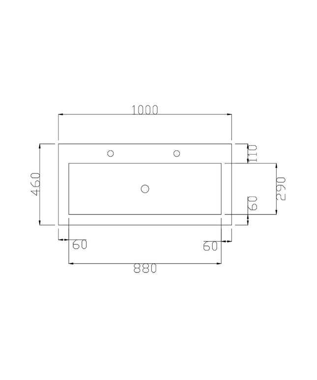 DutchLine - Atlanta Wastafel 100 - Mat Wit - 2 Kraangaten