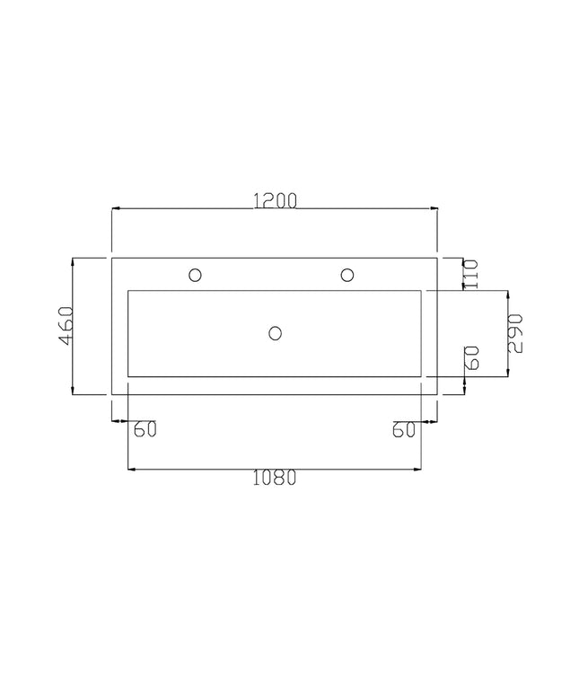 DutchLine - Atlanta Wastafel 120 - Mat Wit - 2 Kraangaten