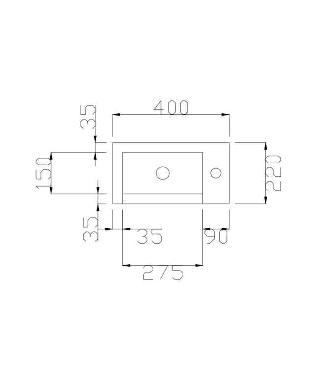 DutchLine - Atlanta Wastafel 40 - Glans Wit - 1 Kraangat