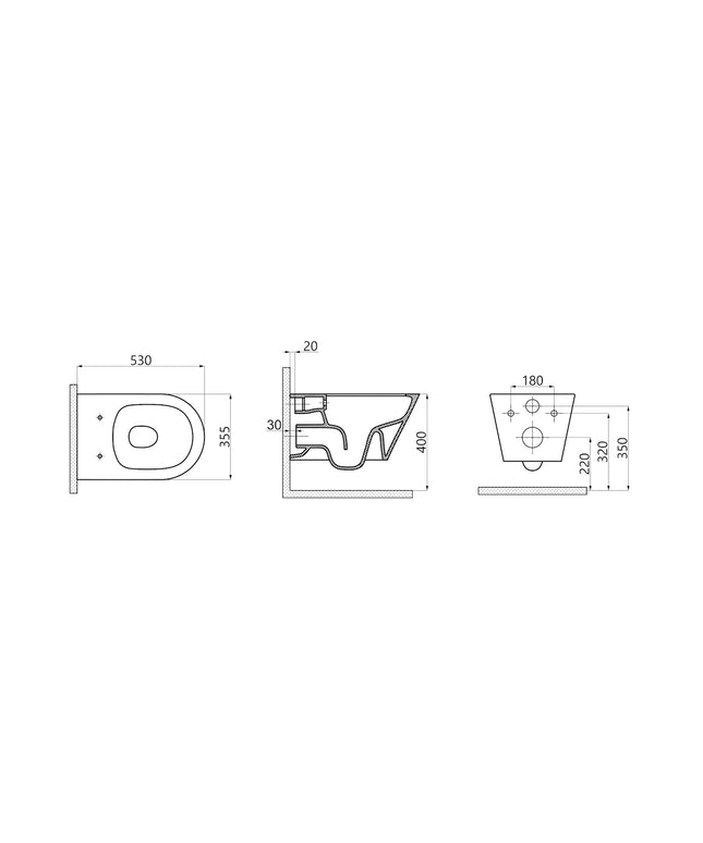 DutchLine - Avva Hangtoilet  - Mat Wit - 355x530mm