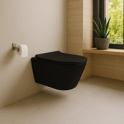 DutchLine - Avva Toiletpot Met Bidet - Mat Zwart - 355x530mm