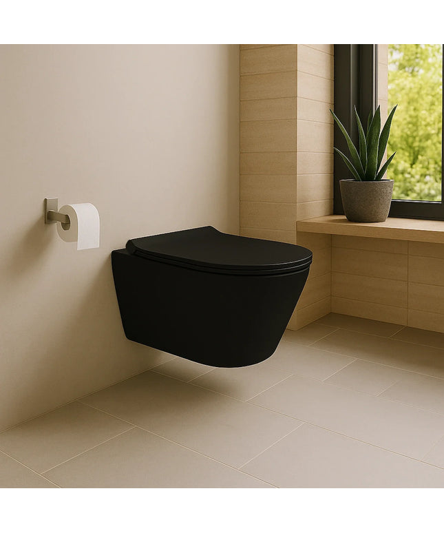 DutchLine - Avva Toiletpot Met Bidet - Mat Zwart - 355x530mm