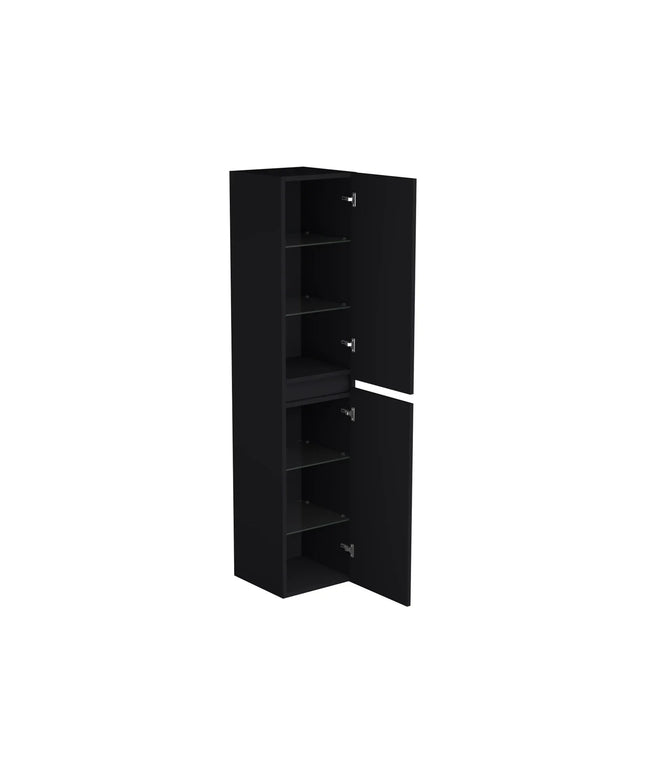 Dutchline Badmeubel Kolomkast – Mat Zwart – 160x35cm – 2 Deuren