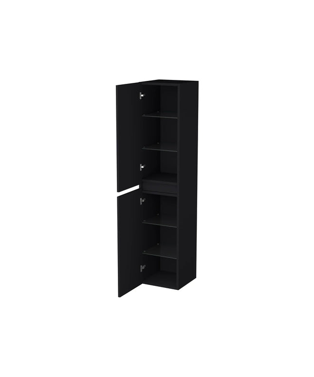 Dutchline Badmeubel Kolomkast – Mat Zwart – 160x35cm – 2 Deuren