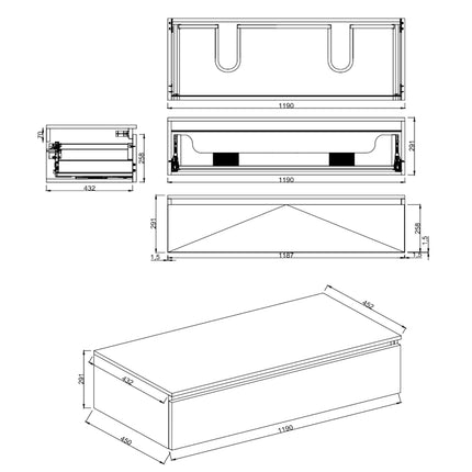 Dutchline Badmeubel Onderkast – Mat Wit – 120x46cm – 1 Lade – 2 Uitsparingen