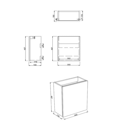 Dutchline Badmeubel Onderkast – Mat Wit – 36x18cm – 1 Deur (Links/Rechts)