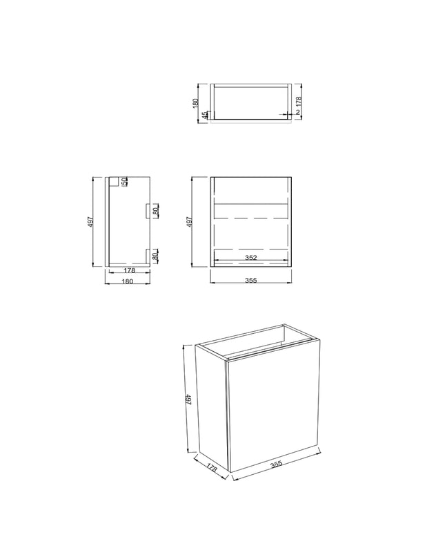 Dutchline Badmeubel Onderkast - Uludag - 36x18cm - 1 Deur (Links/Rechts)