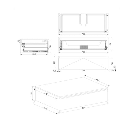 Dutchline Badmeubel Onderkast – Mat Wit – 80x46cm – 1 Lade – 1 Uitsparing