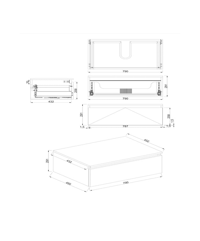 Dutchline Badmeubel Onderkast – Mat Wit – 80x46cm – 1 Lade – 1 Uitsparing