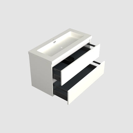 Dutchline Badmeubel Onderkast – Glans Wit – 100x46cm – 2 Lades – 1 Uitsparing