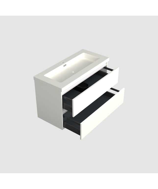 Dutchline Badmeubel Onderkast – Glans Wit – 100x46cm – 2 Lades – 1 Uitsparing
